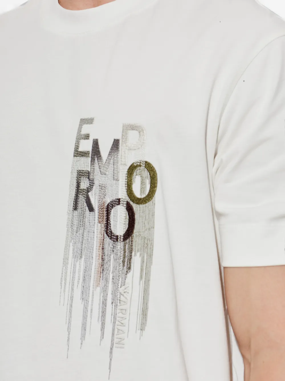 Emporio Armani Jersey T-shirt met geborduurd logo Wit