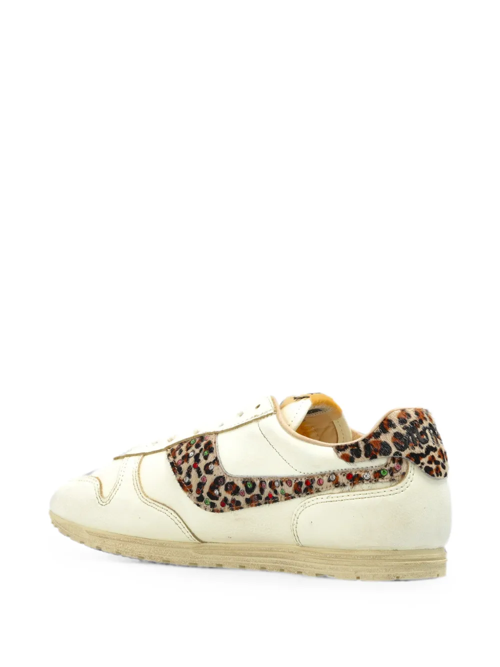 Autry Windspin leopard-print panelled leather sneakers Beige