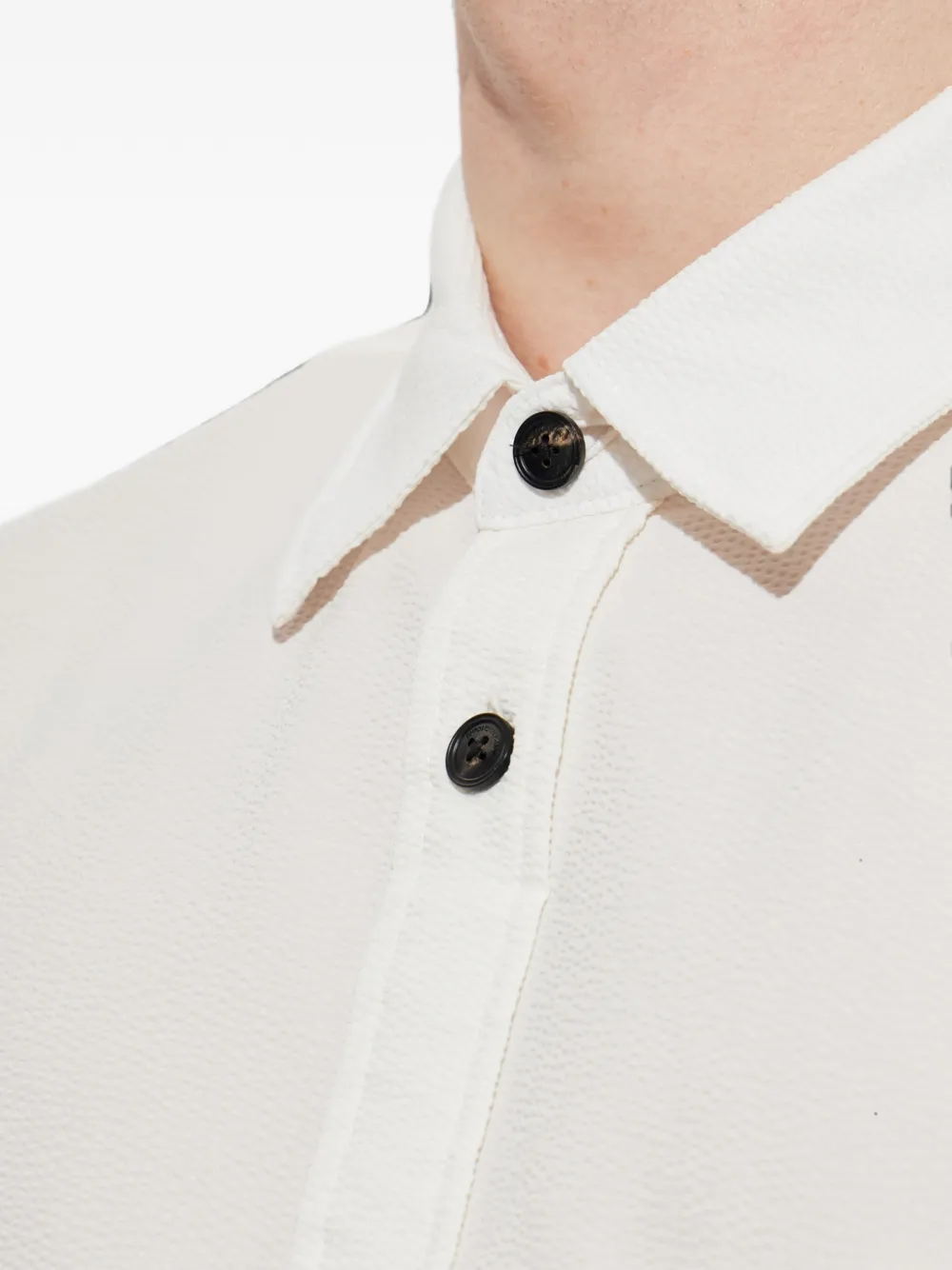 Emporio Armani Overhemd met logopatch en korte mouwen Wit