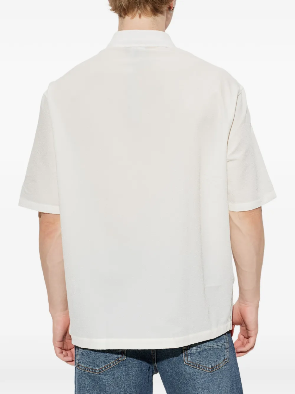 Emporio Armani Overhemd met logopatch en korte mouwen Wit