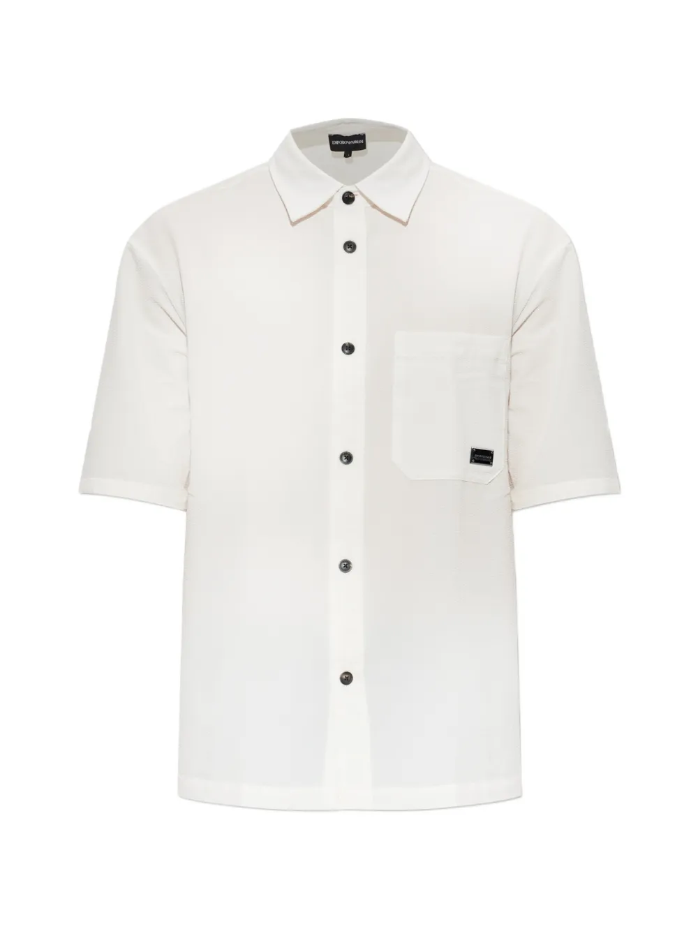 Emporio Armani logo-patch short-sleeve shirt - Bianco