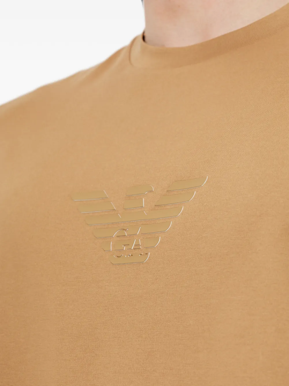 Emporio Armani T-shirt Essential slim-fit Pima katoenen jersey Beige