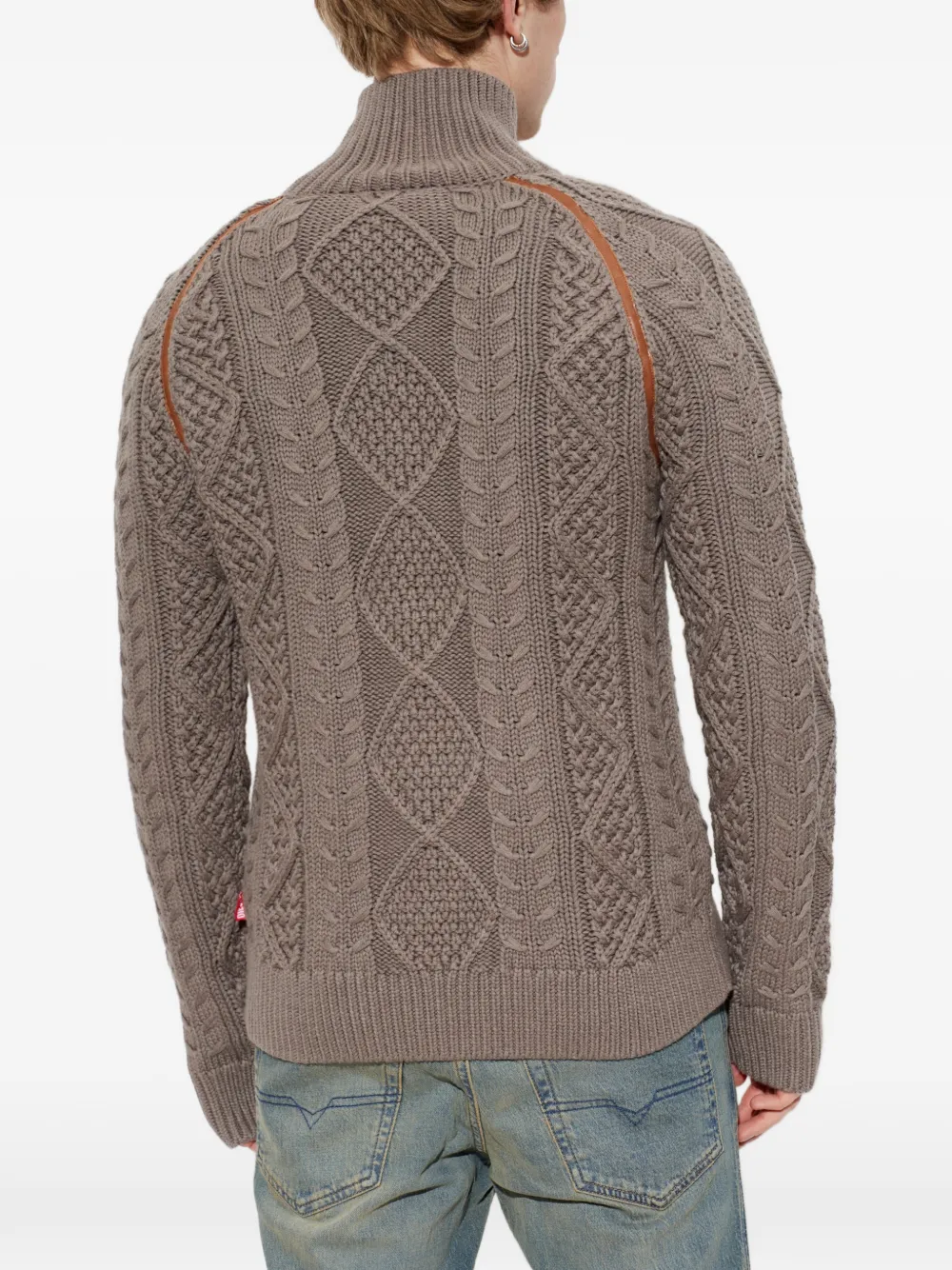 Diesel Kabelgebreid vest met rits Grijs