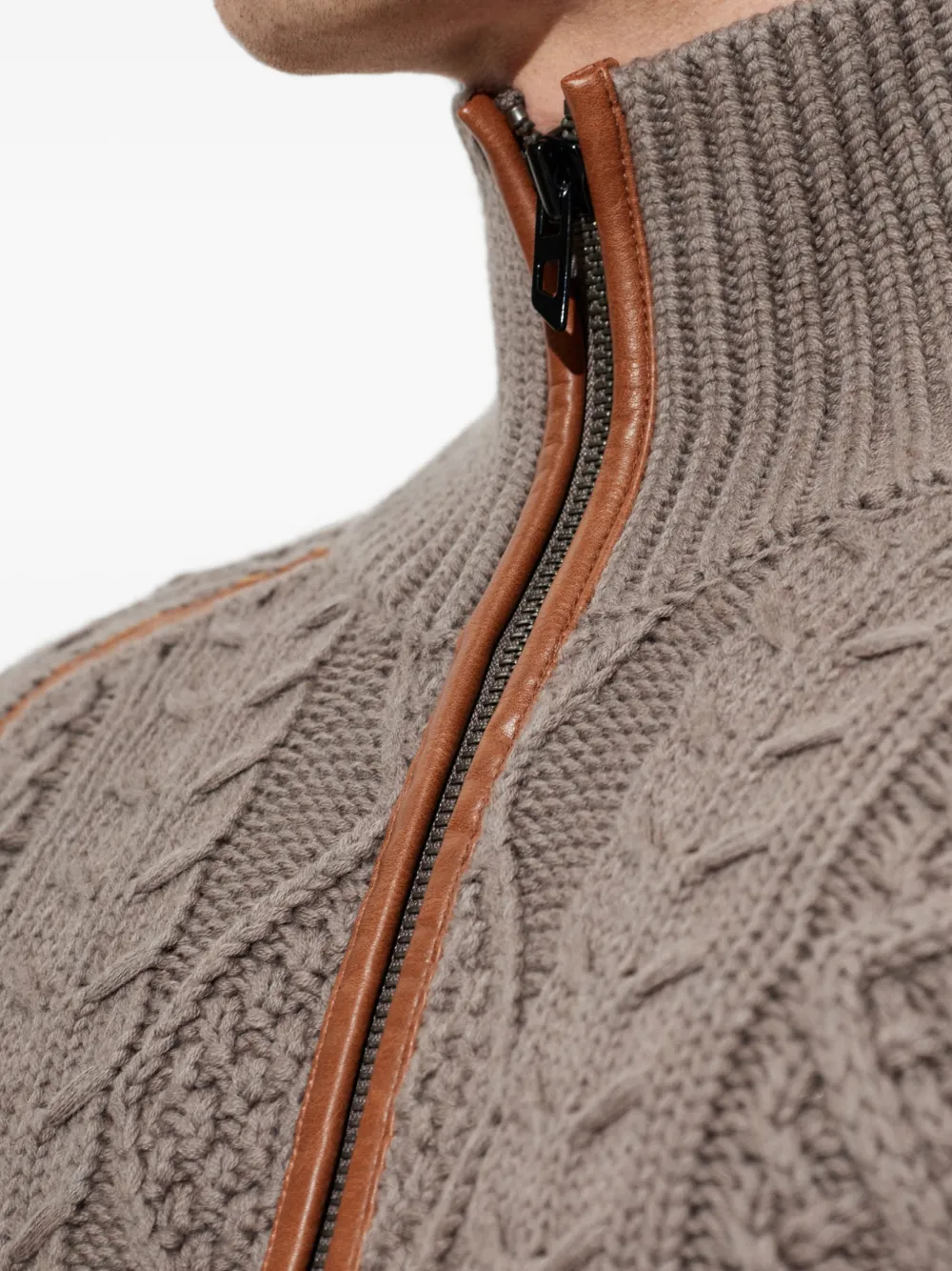Diesel Kabelgebreid vest met rits Grijs
