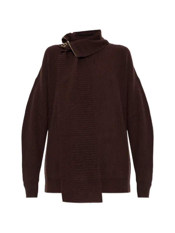 Sportmax Feltro Zip-fastening Sweater in Brown
