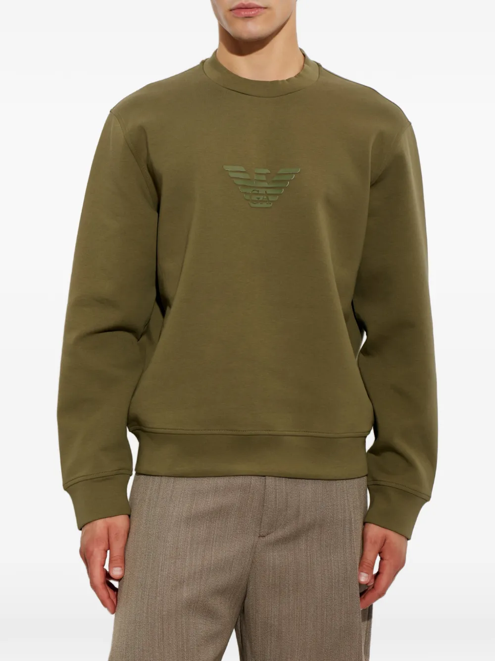 Emporio Armani Katoenen dubbele jersey sweater Groen