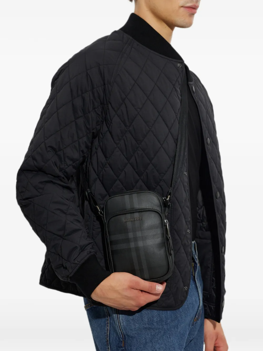 Burberry City Check mini-crossbodytas Zwart