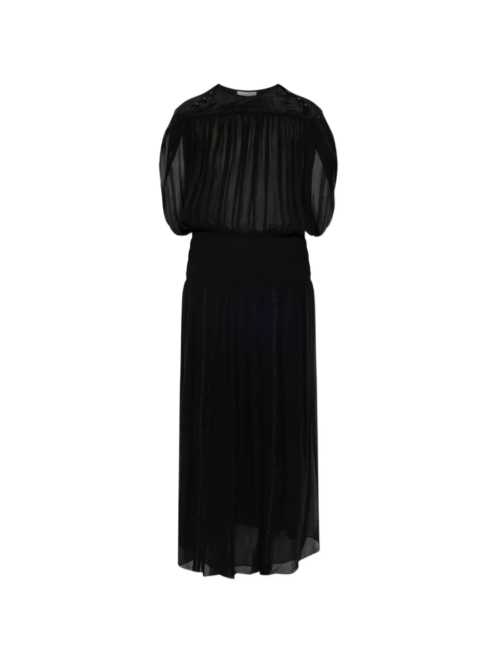 ISABEL MARANT Nesrine smocked silk maxi dress - Schwarz