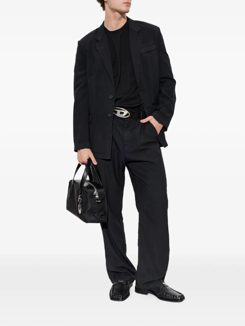 Diesel Blazer met knoopsluiting en logo-plakkaat Zwart