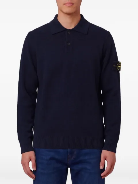 Stone Island logo-patch virgin wool polo shirt