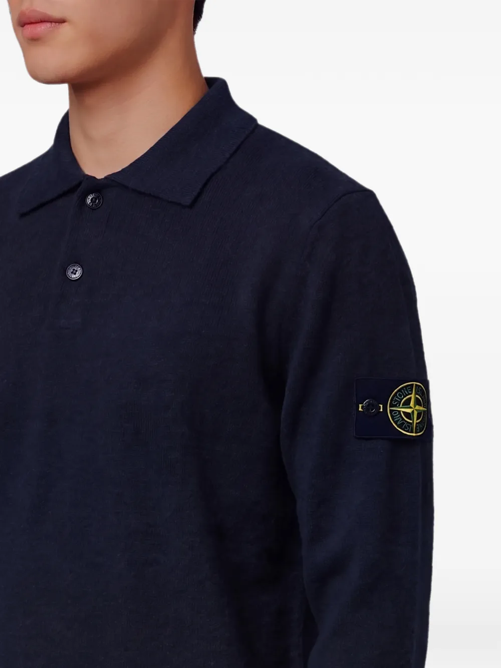 Stone Island Wollen poloshirt met logopatch Blauw