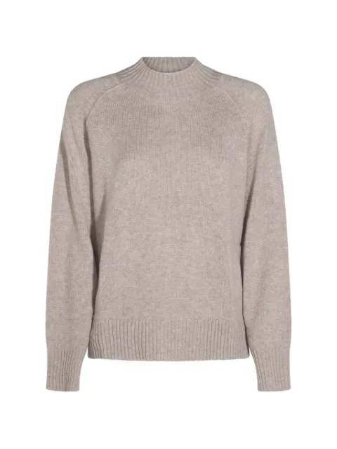 Allude ribbed-knit raglan-sleeve sweater