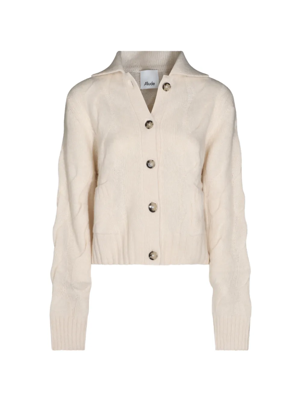 Allude cable-knit button-up cardigan - Nude