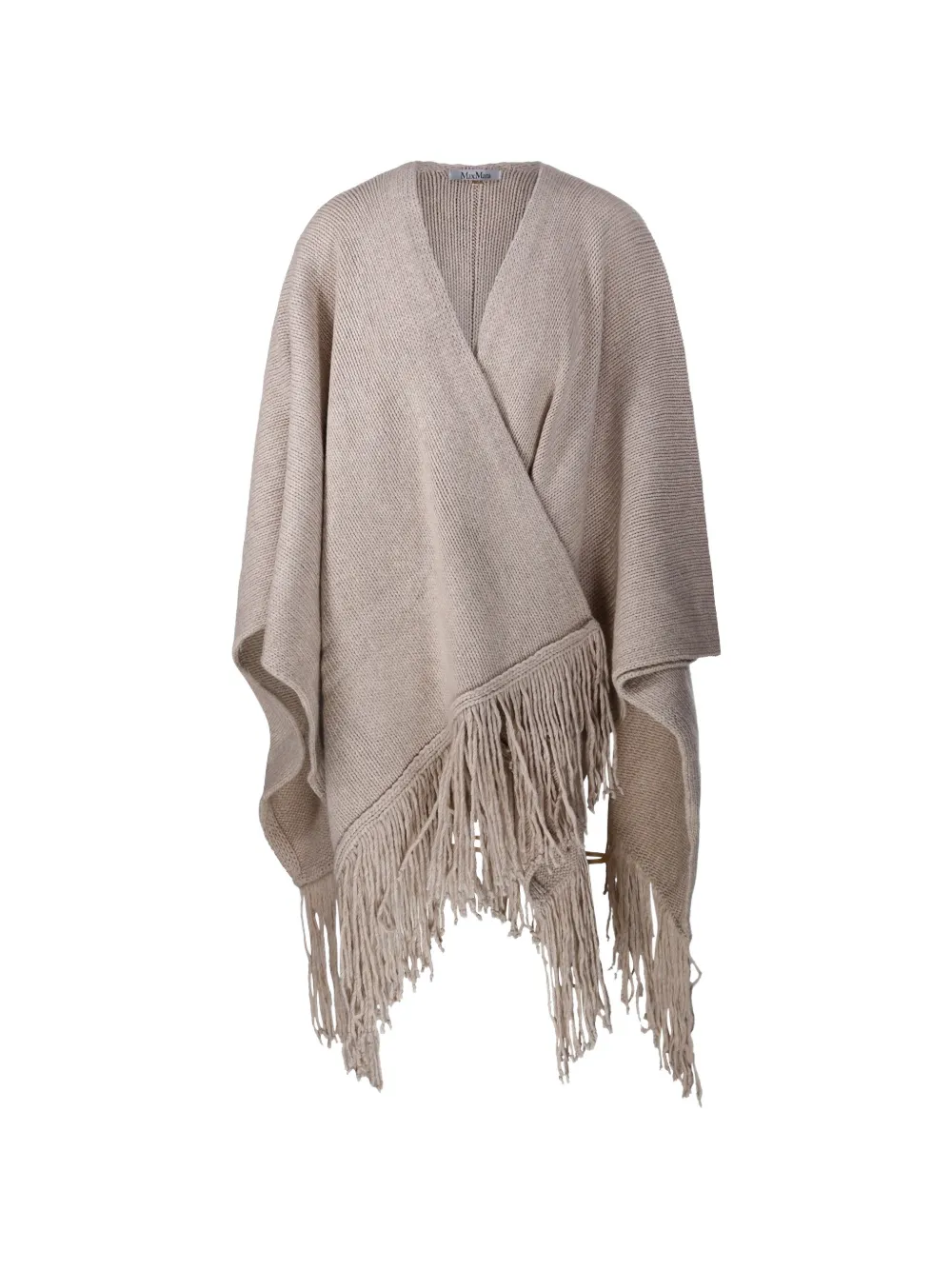 Max Mara Poncho con frange - Toni neutri