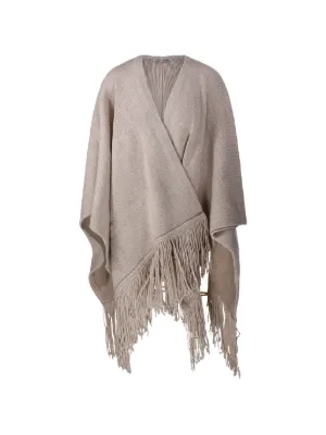 Max Mara fringe-trim Knit Poncho | ニュートラル | FARFETCH JP