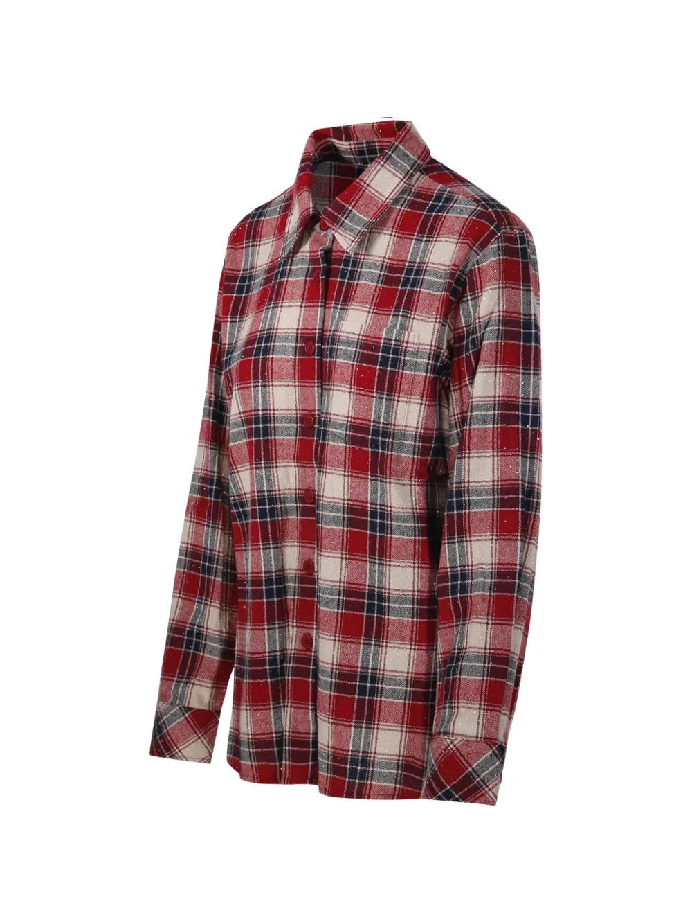 P.A.R.O.S.H. Geruite blouse verfraaid met kristallen Rood