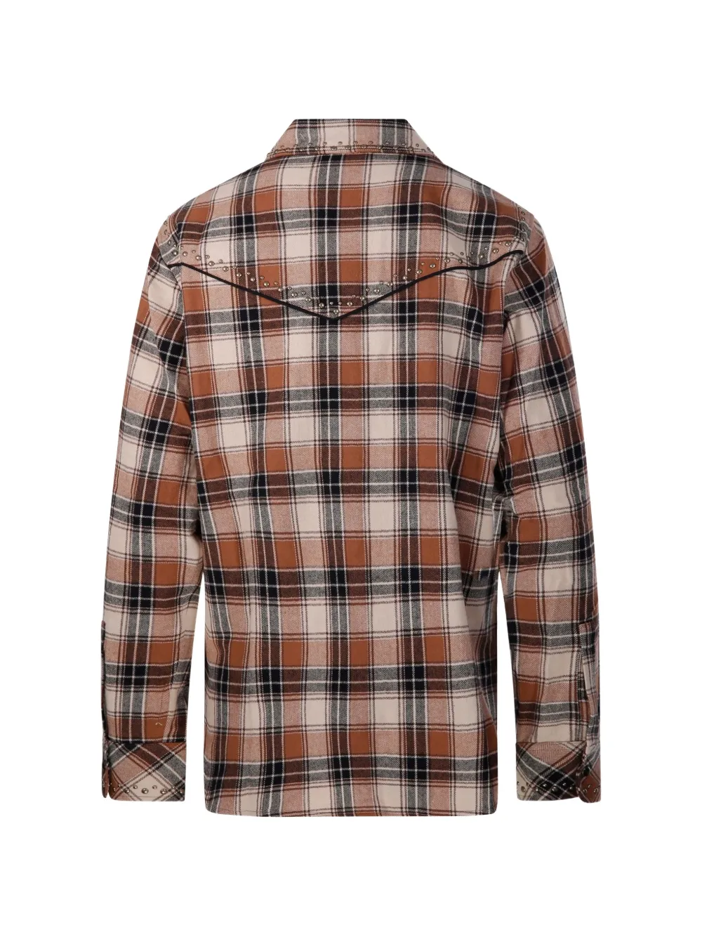 P.A.R.O.S.H. Geruite blouse met studs Bruin