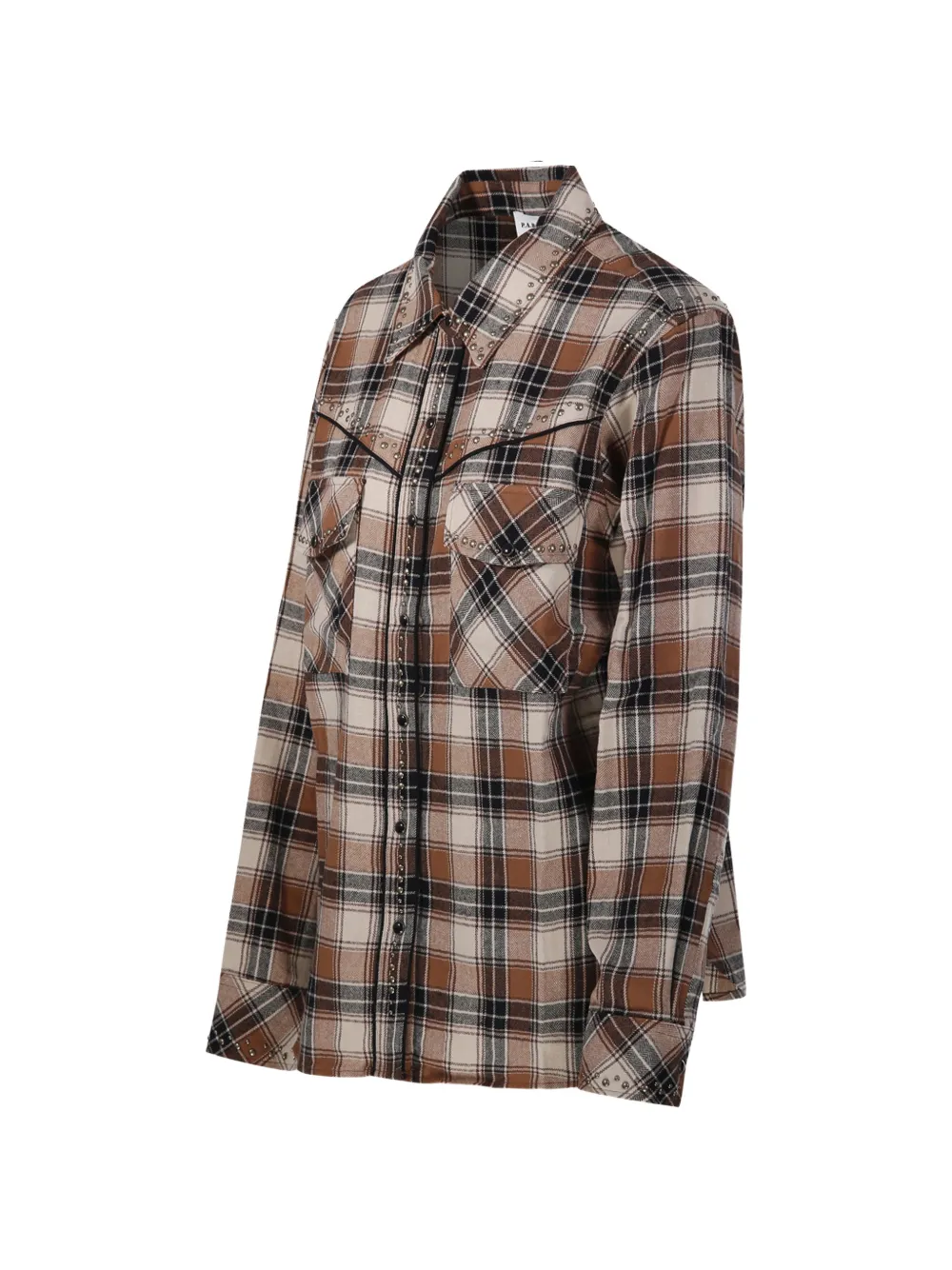 P.A.R.O.S.H. Geruite blouse met studs Bruin
