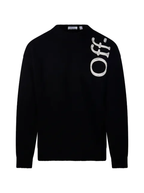Off-White logo-embroidered knitted sweater
