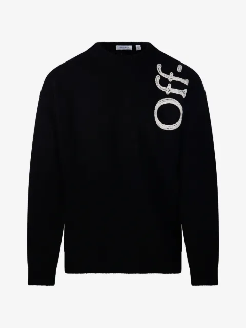 Off-White logo-embroidered knitted sweater