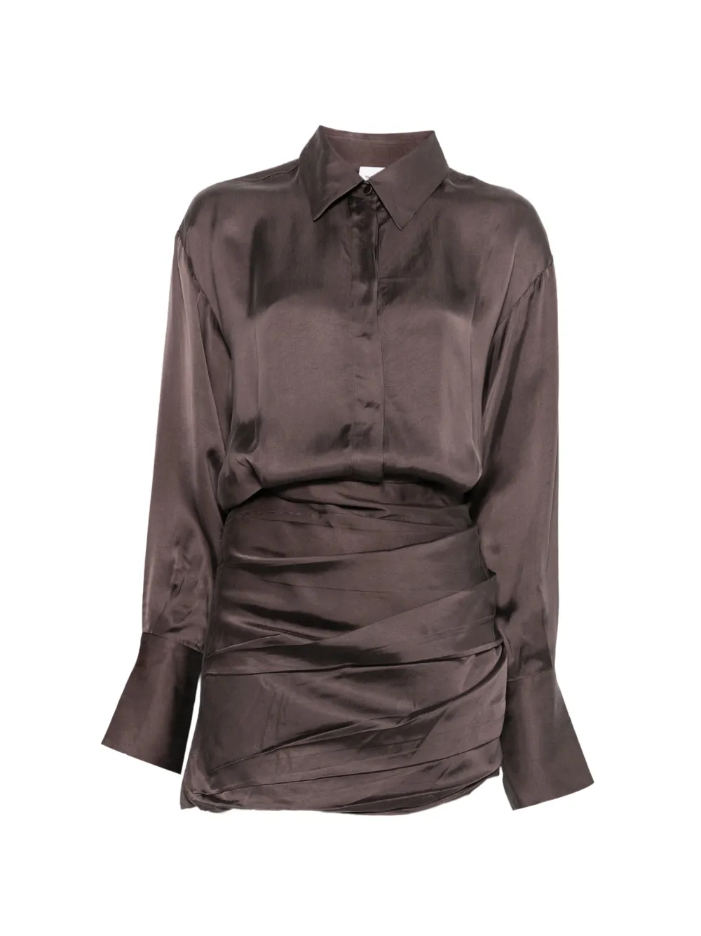 THE ANDAMANE Andrea ruched mini dress - Marrone