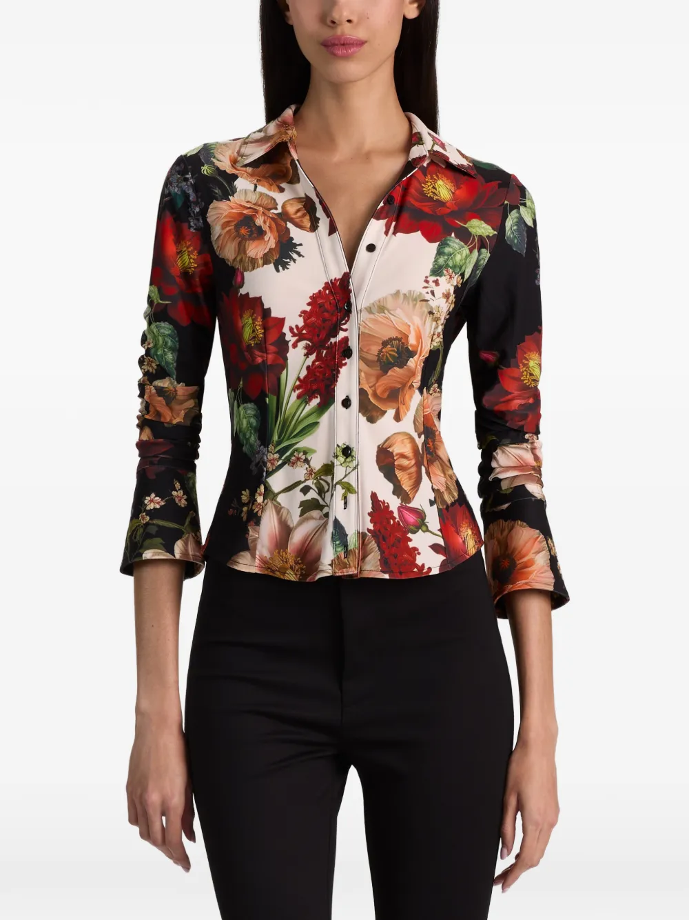 alice + olivia Freya blouse met bloemenprint Zwart
