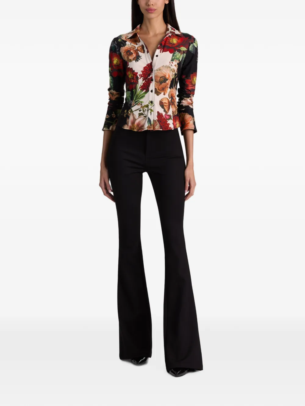 alice + olivia Freya blouse met bloemenprint Zwart