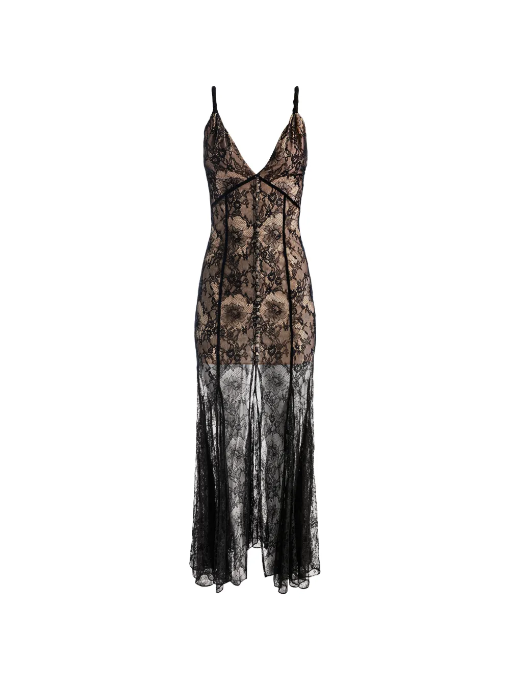 Alice And Olivia Alana Lace Godet Maxi Dress In Black