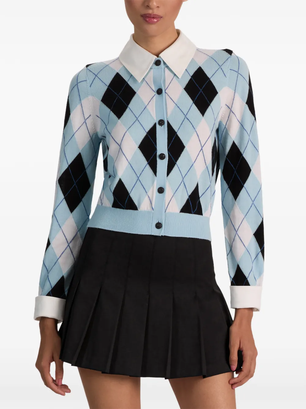 alice + olivia Dollie wollen vest met argyle-patroon Blauw