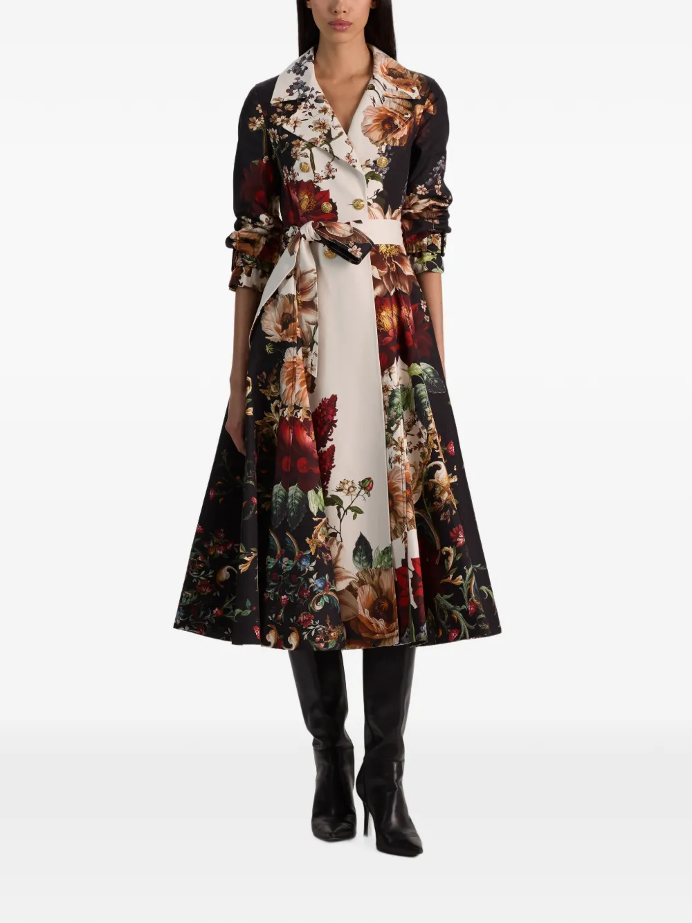 alice + olivia Ellie trenchcoat met bloemenprint Zwart