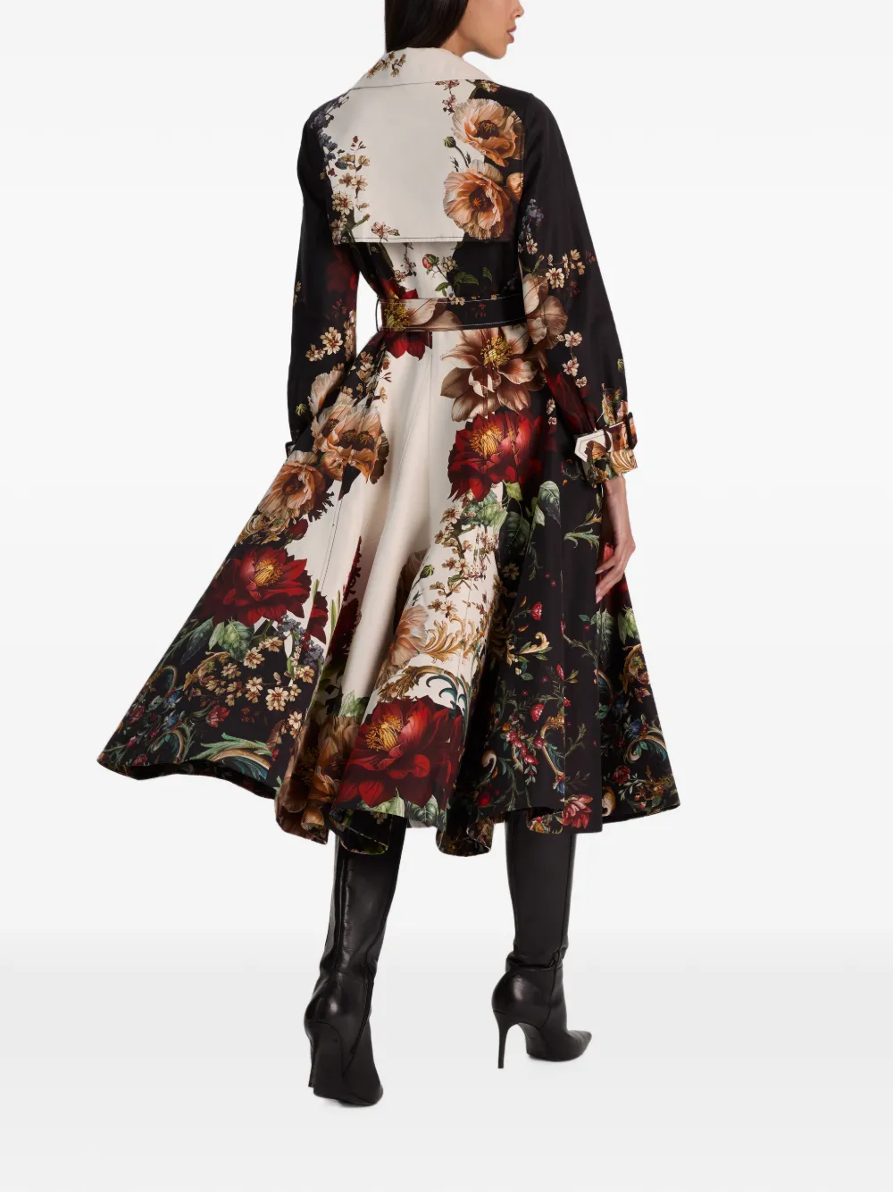 alice + olivia Ellie trenchcoat met bloemenprint Zwart