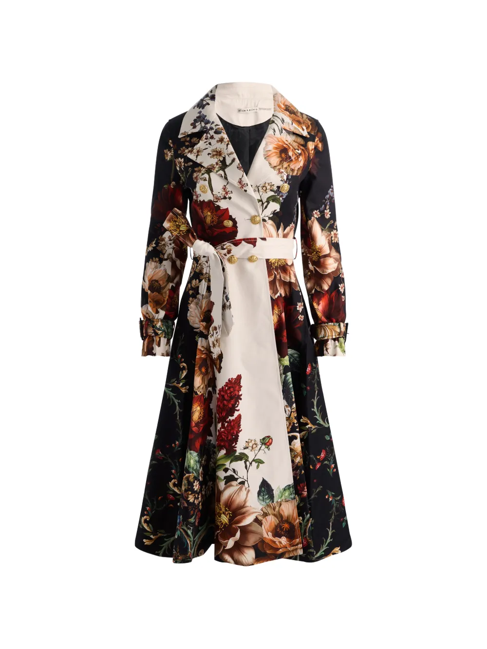 alice + olivia Ellie floral-print trench coat - Nero