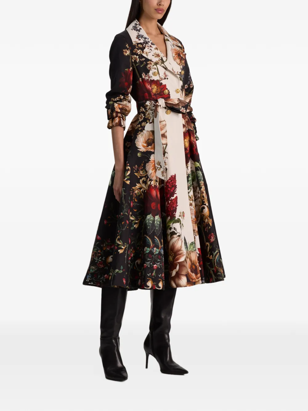 alice + olivia Ellie trenchcoat met bloemenprint Zwart