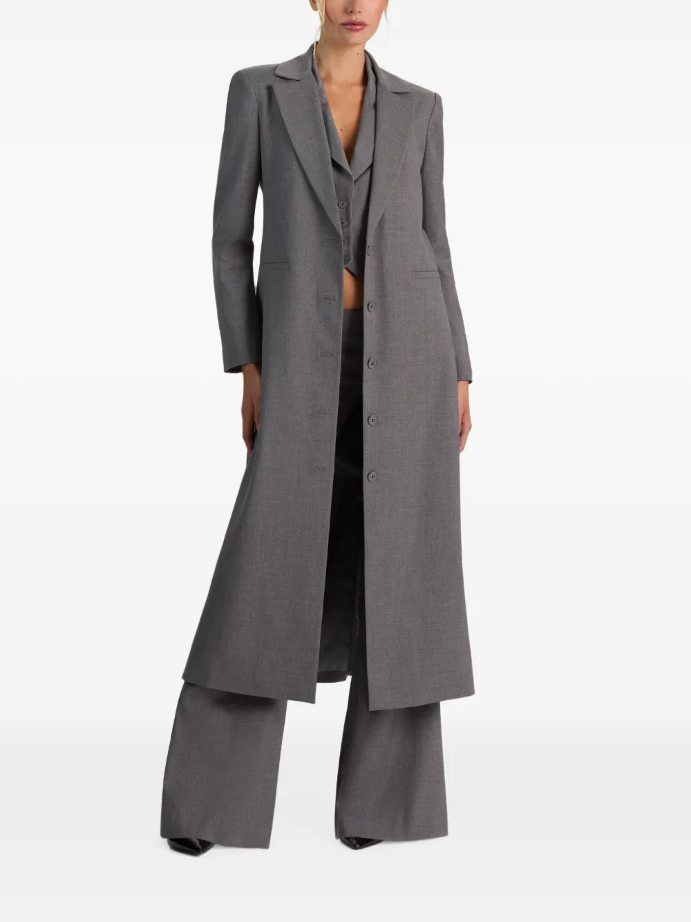 Alice And Olivia Irvin Button-front Blazer In Grey
