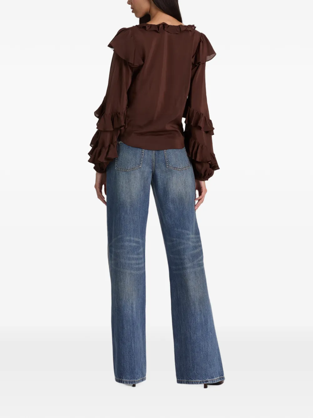 alice + olivia Rylee blouse met ruches Bruin