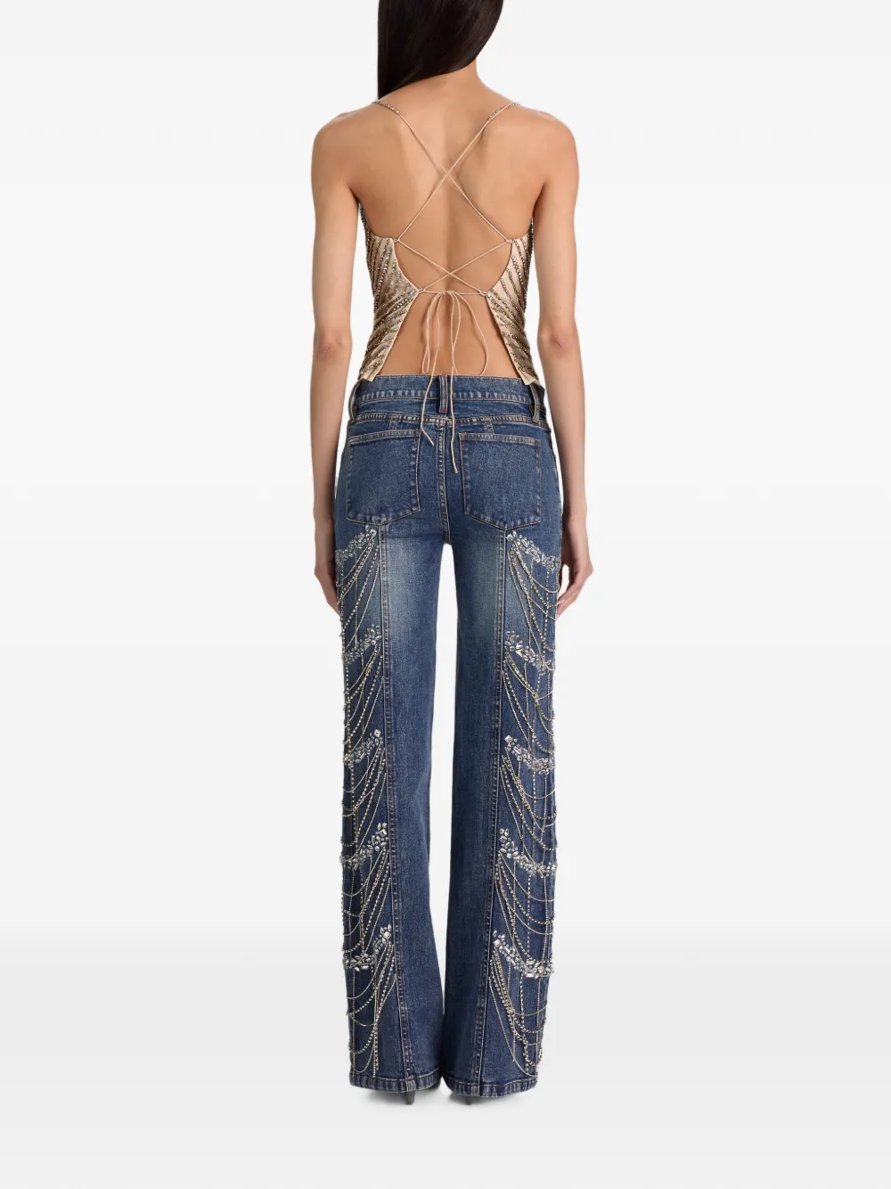 alice + olivia Harmon gedrapeerde tanktop met kristallen Beige