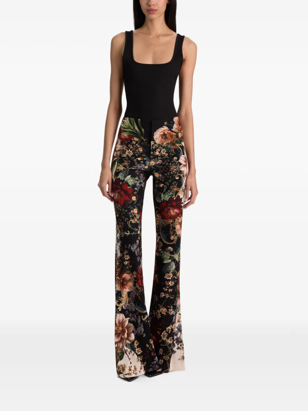 alice + olivia Andrew bootcut broek met bloemenprint Zwart