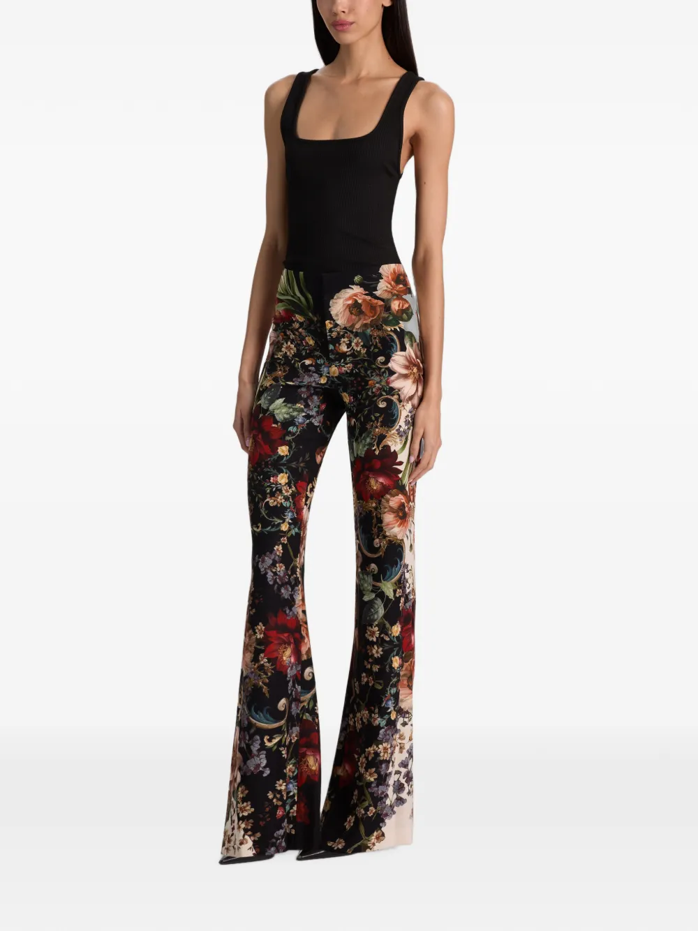 alice + olivia Andrew bootcut broek met bloemenprint Zwart