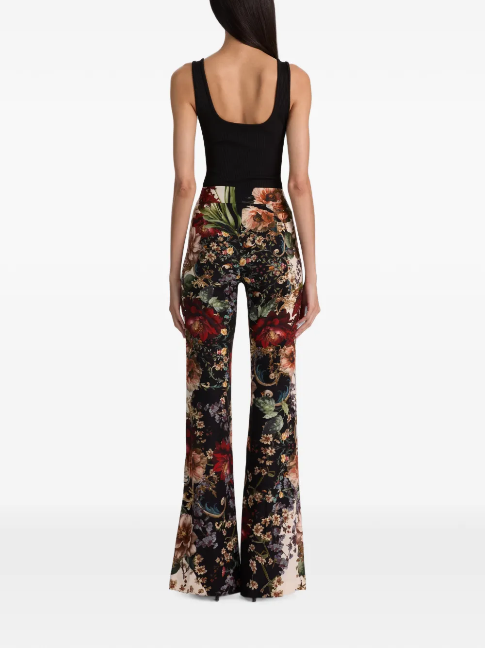 alice + olivia Andrew bootcut broek met bloemenprint Zwart