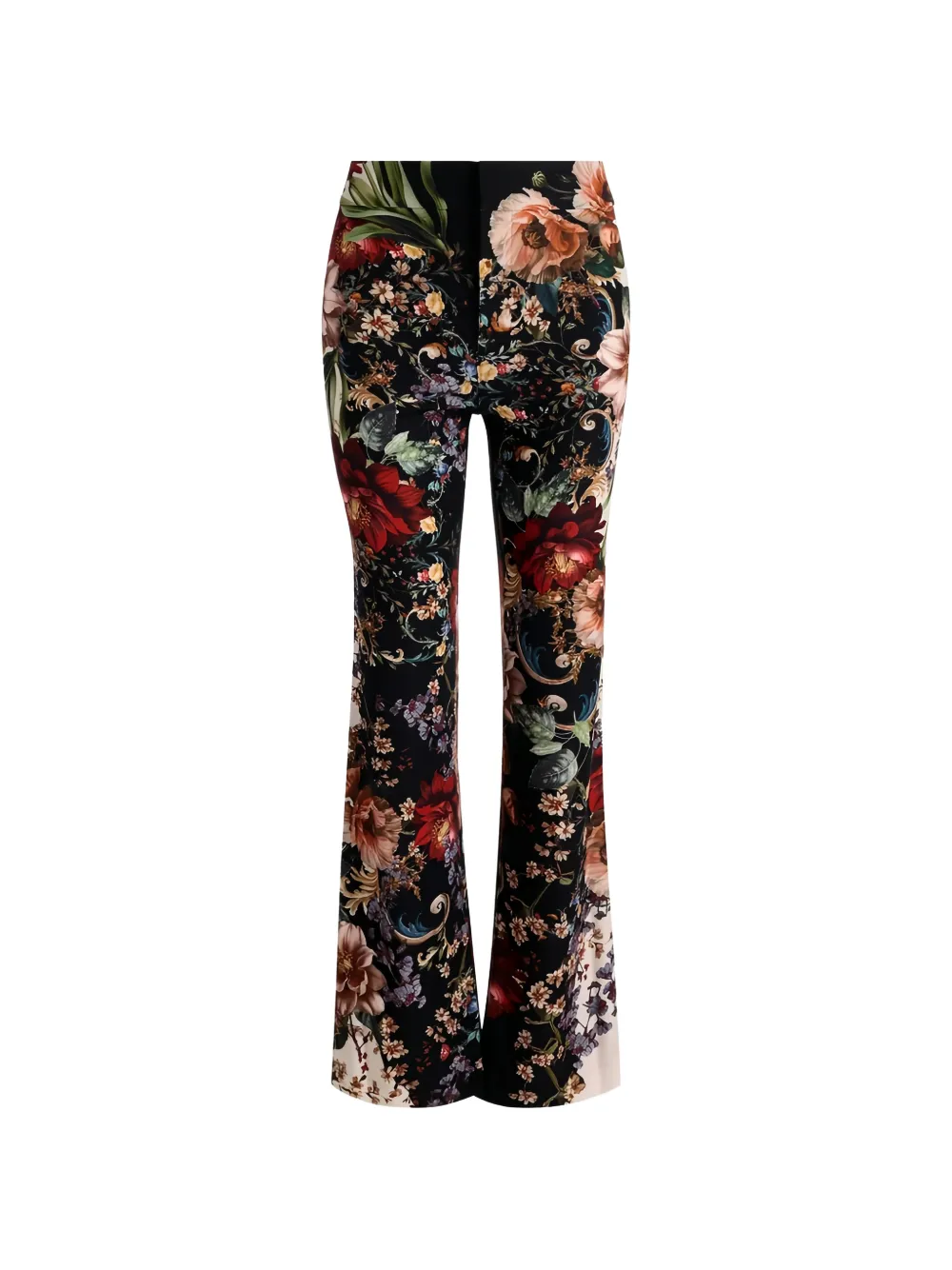 Alice And Olivia Andrew Floral-print Bootcut Trousers In Black