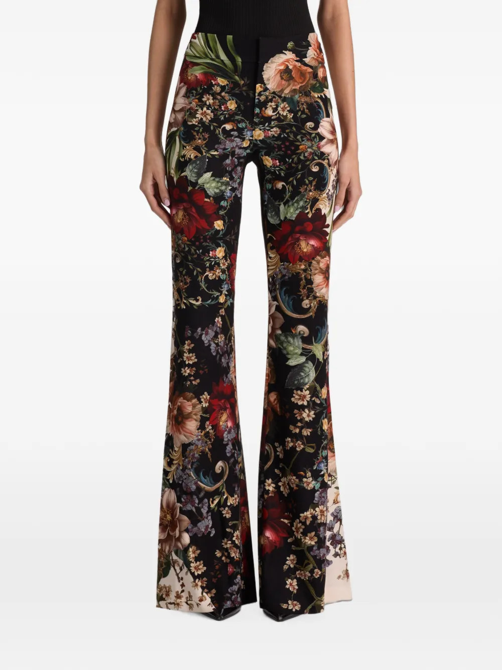 alice + olivia Andrew bootcut broek met bloemenprint Zwart