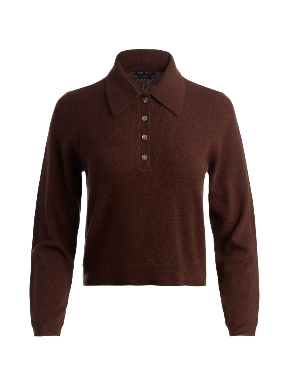 Alice And Olivia Trevor Cropped Sweater In Brown