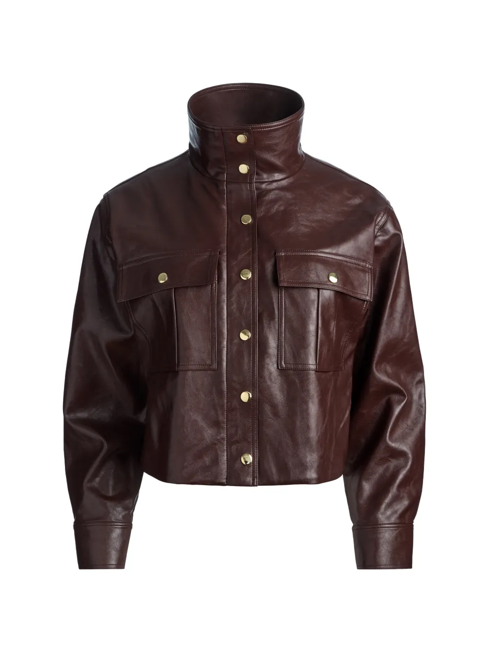 Alice And Olivia James Funnel-neck Jacket In 브라운