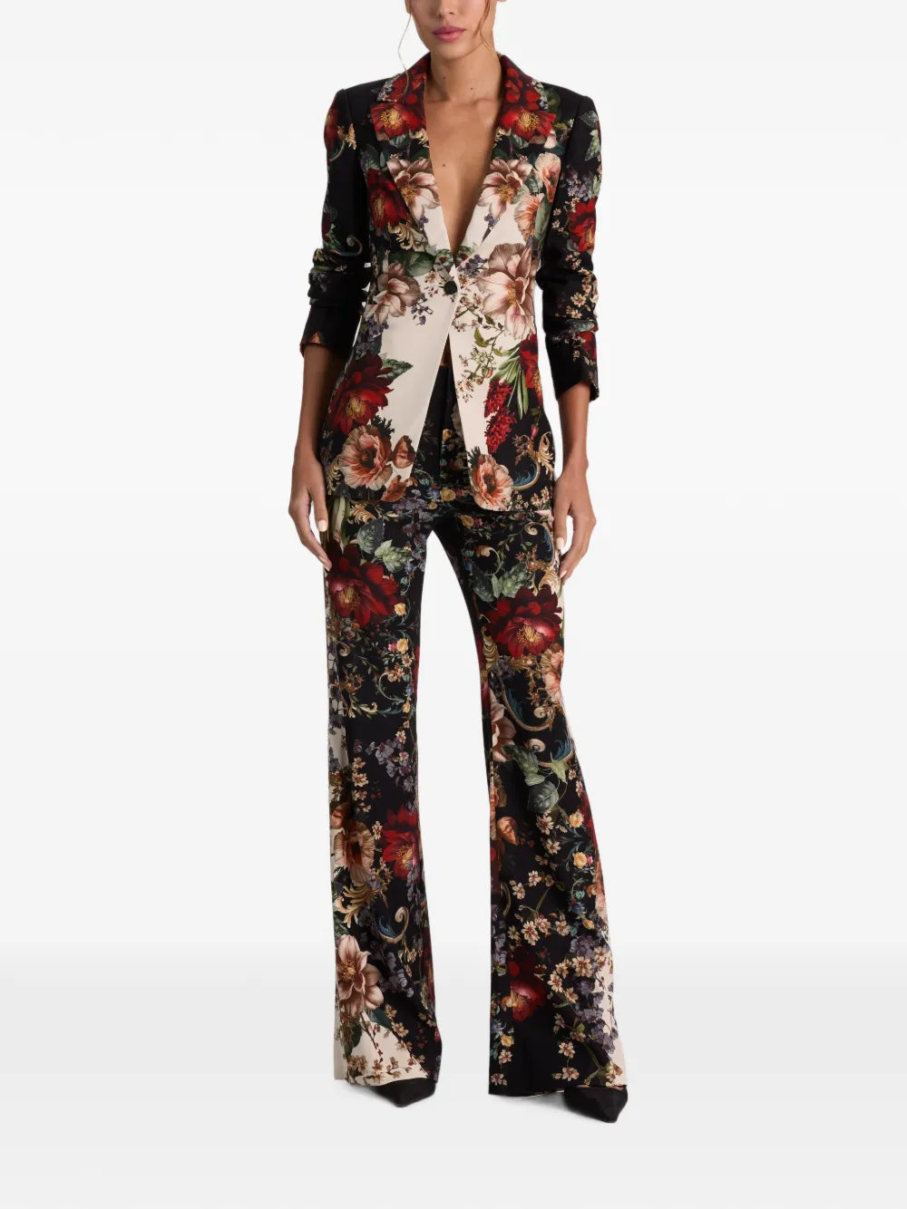 alice + olivia Breann floral-print blazer Zwart