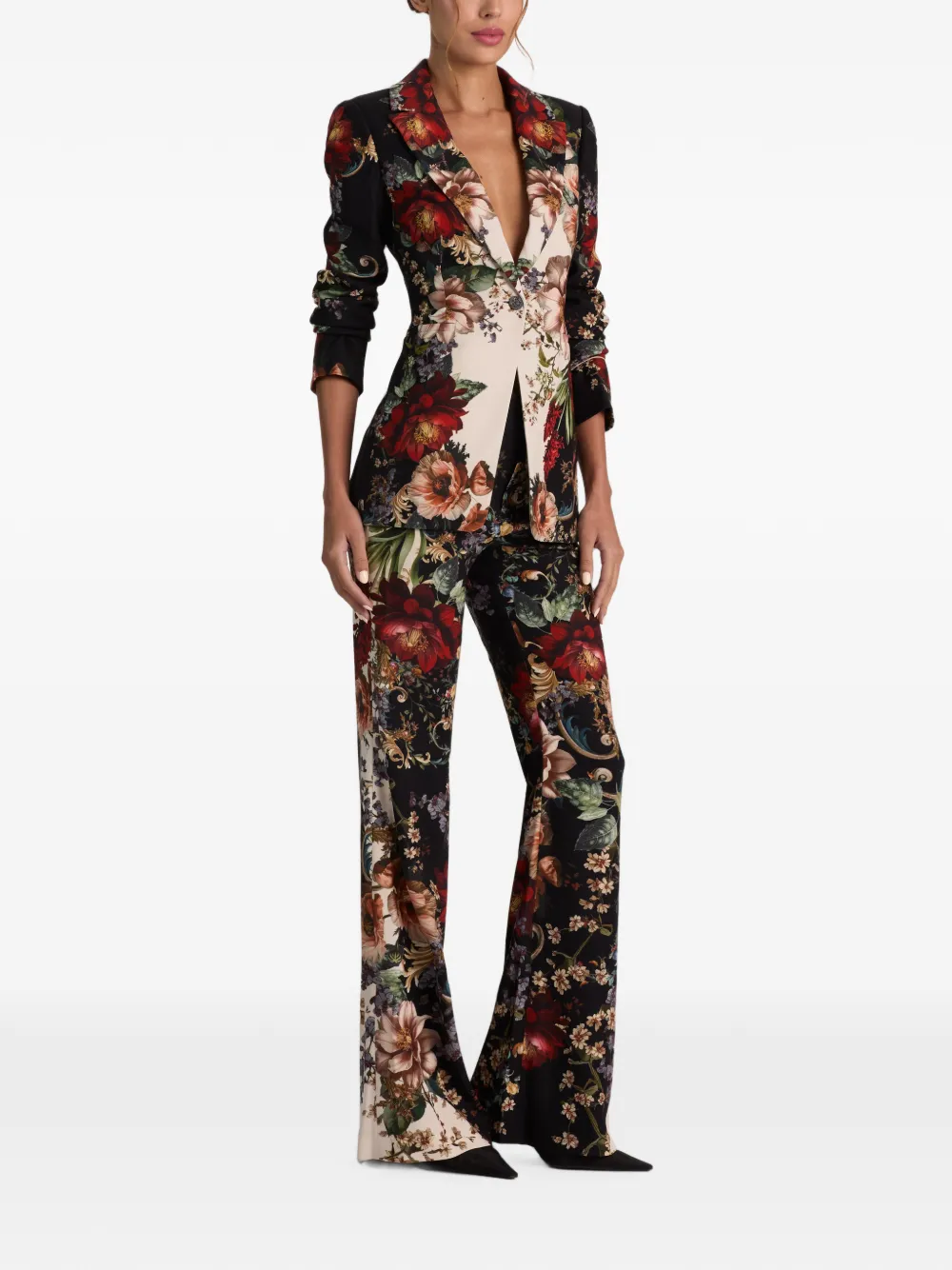 alice + olivia Breann floral-print blazer Zwart