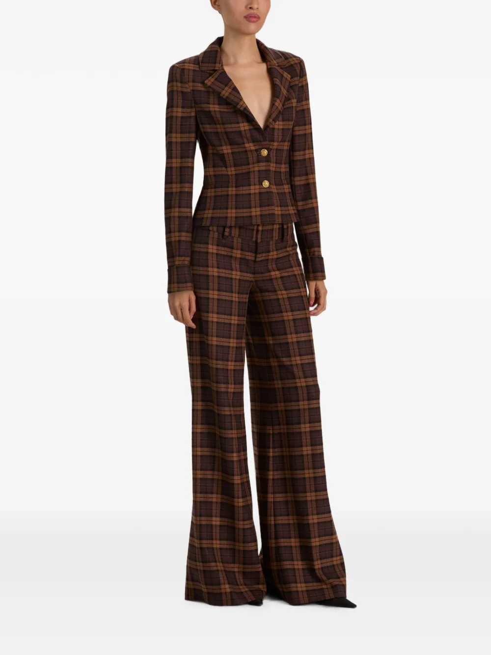 alice + olivia Macey geruite blazer Bruin