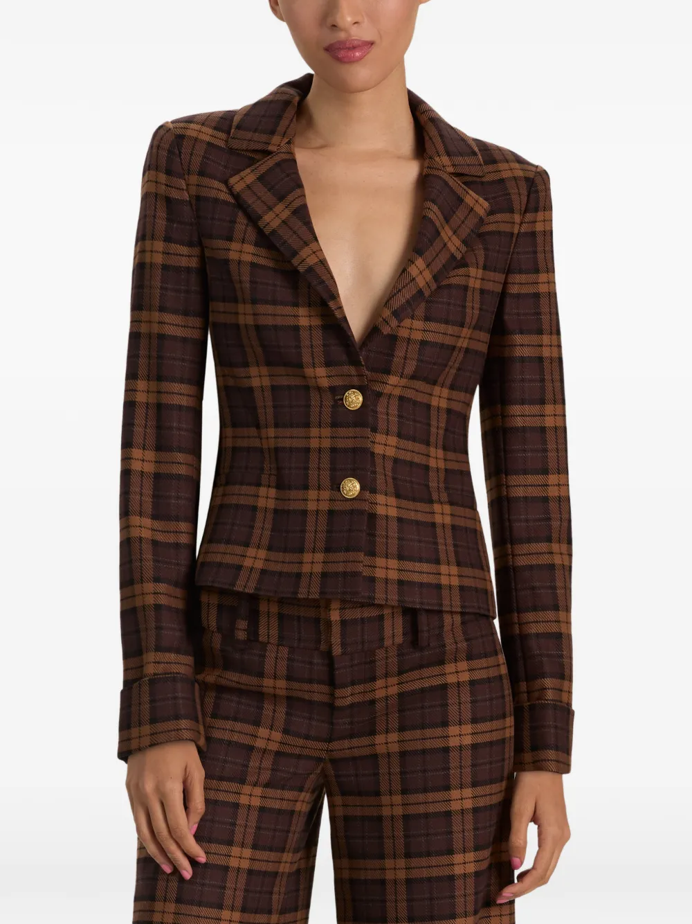 alice + olivia Macey geruite blazer Bruin