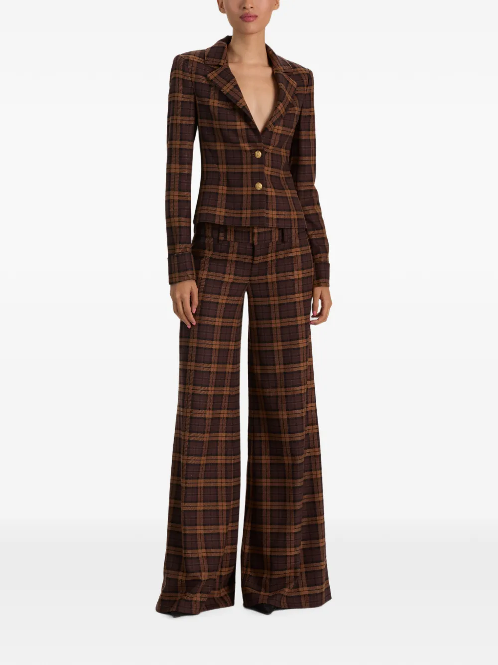 alice + olivia Macey geruite blazer Bruin