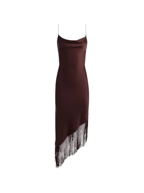 alice + olivia Harmony fringe-trimmed asymmetrical dress