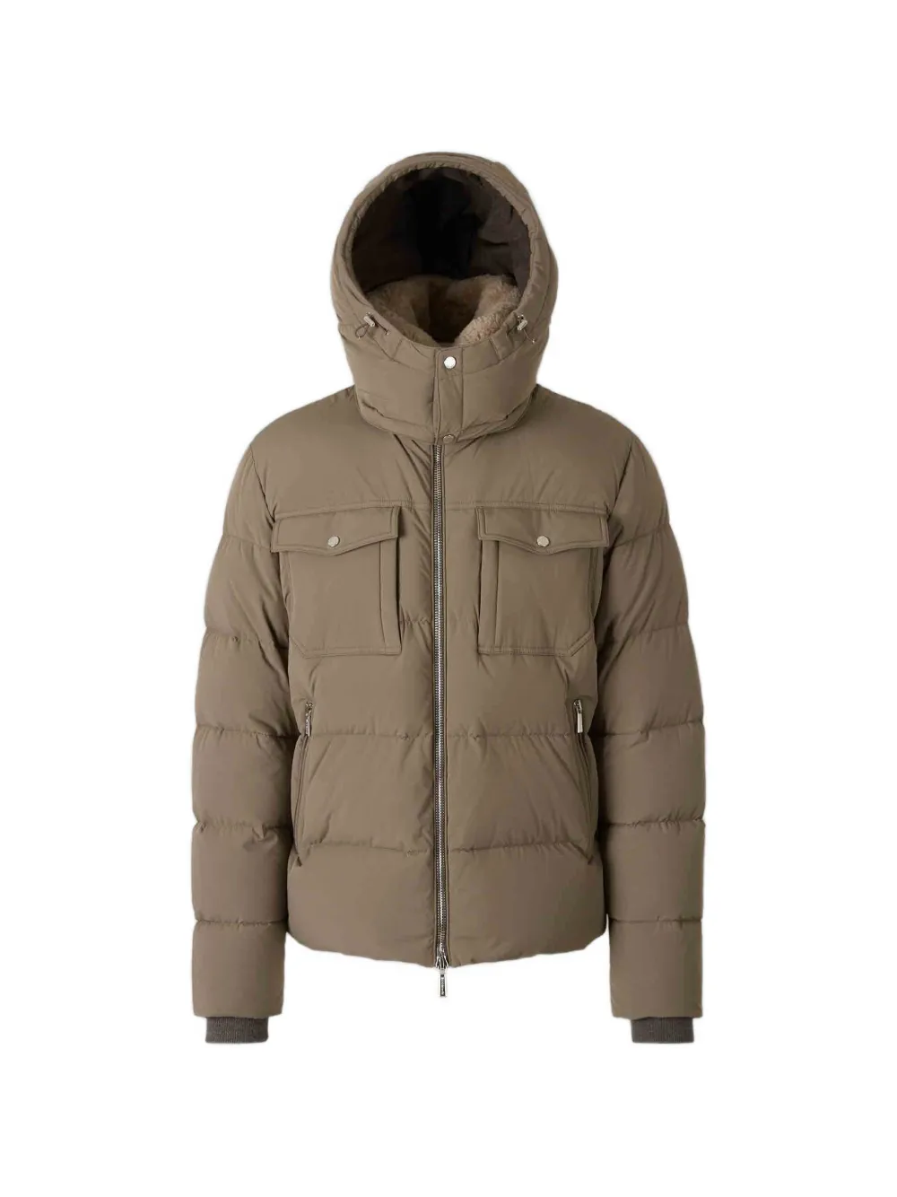 Moorer Alarick-kn quilted shearling-trim jacket - Marrone